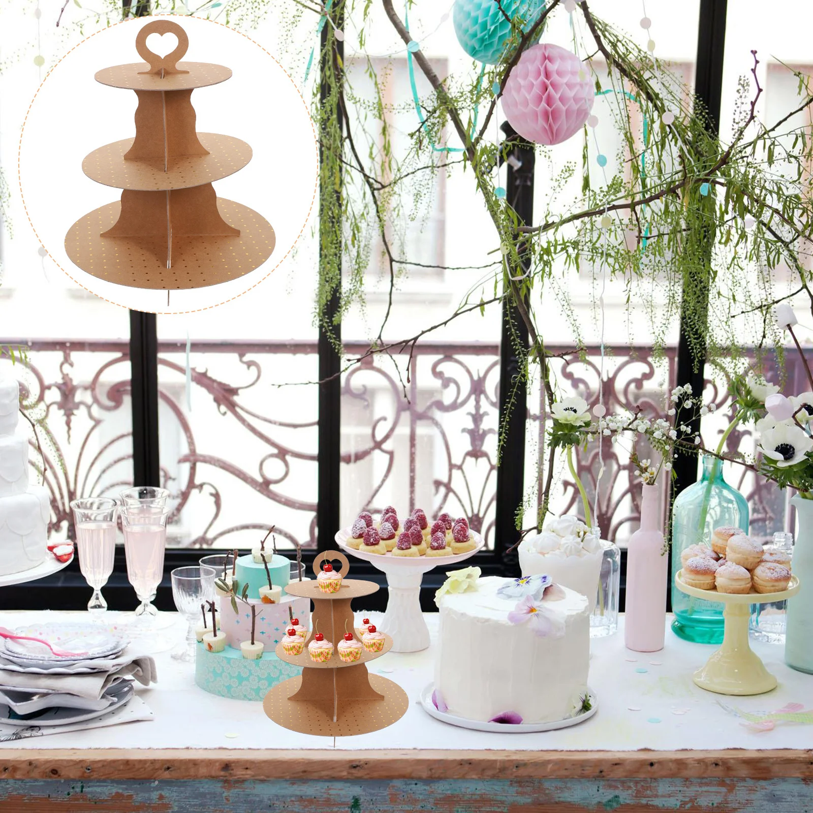

2pcs Cake Display Rack 3-Layer Paper Dessert Stand For Cupcakes Macarons Party Wedding Multi-Tier Cake Tower Storage Shelf