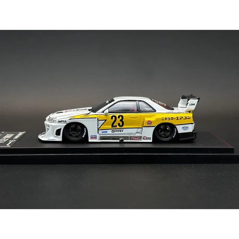 1:64 LBWK Skyline GTR ER34 Super Silhouette Lightning Opened Hood Diecast Diorama Car Model Collection Street Weapon