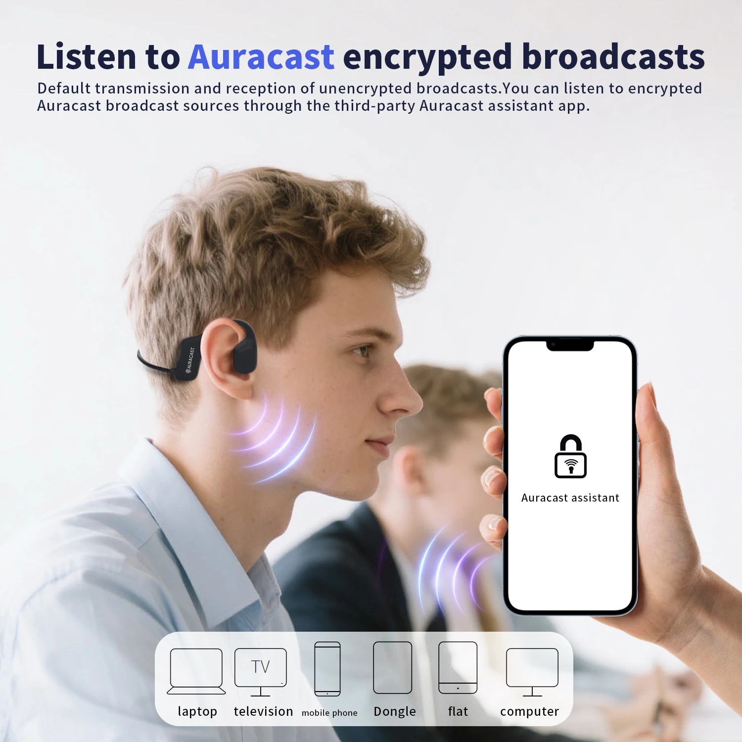 Cuffie a conduzione ossea Bluetooth 5.4 con aptX HD/LL LE Audio Auracast Fino a 12 ore di durata della batteria Cuffie wireless