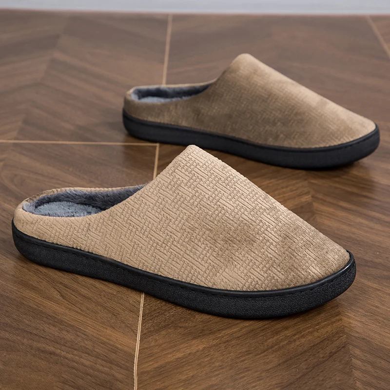 Winter Men's Warm Slippers Cotton Slippers Fur Outdoor Boots Indoor Warm Shoes Male Women House Plush Warm Slippers Big Size
