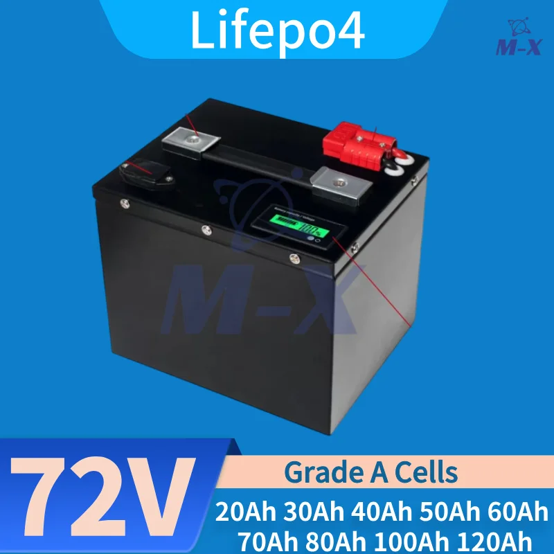 

72V Lifepo4 20Ah 30Ah 40Ah 50Ah 60Ah 70Ah 80Ah 100Ah 120Ah Литиевая батарея для 2KW 3KW 5KW 7KW Rickshaw Golf Cart Tractor RV