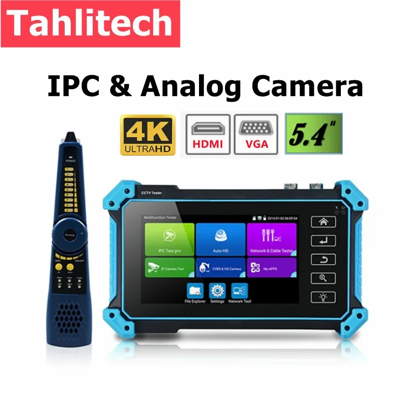 

Tahlitech 4K CCTV Monitor Tester IPC5200C IP Camera Tester Analog CCTV Video Surveillance Tester CCTV IP PoE RJ45 TDR Cable Test