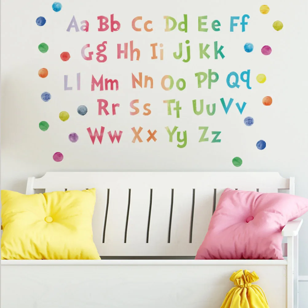 

2 Sheets Educational Alphabet Stickers Colorful Letter DIY Decorative Stickers for Learning Home Decoration