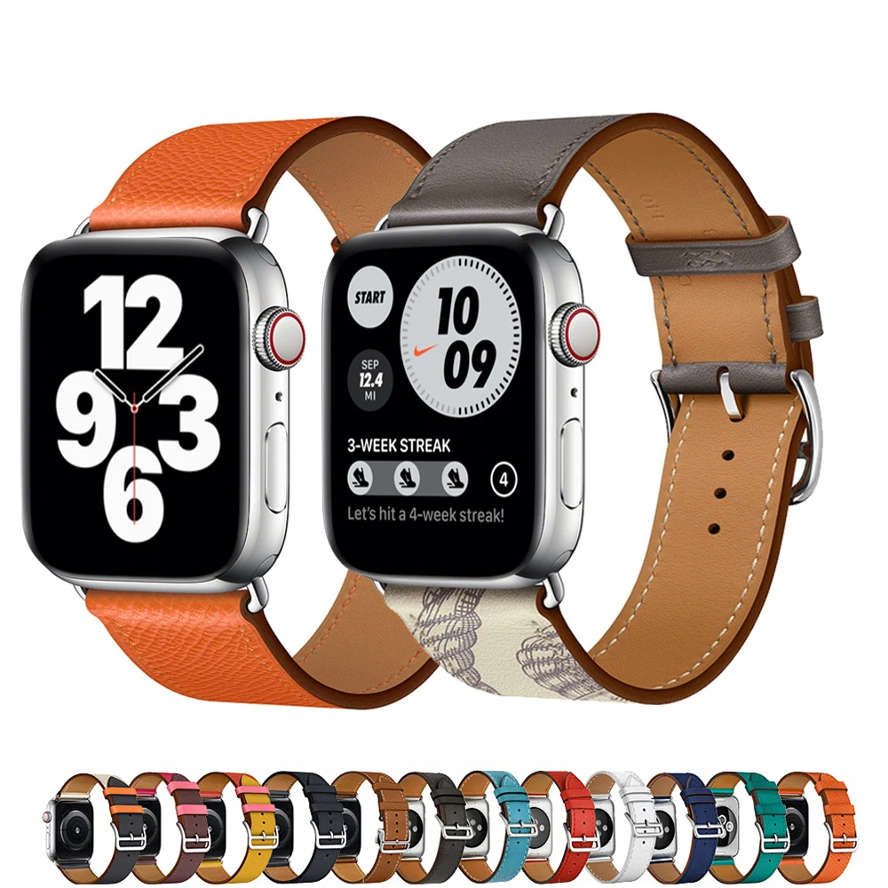 Strap for apple watch band 44mm 40mm 45mm 41mm 49mm 42mm Genuine Leather Hermes bracelet iWatch series 9 8 7 6 SE 5 3 se ultra 2