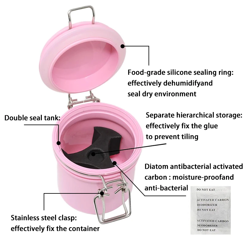 Contenedor de tanque de almacenamiento de pegamento para pestañas individuales, soporte adhesivo, extensión de pestañas, almacenamiento sellado activado, herramientas de maquillaje