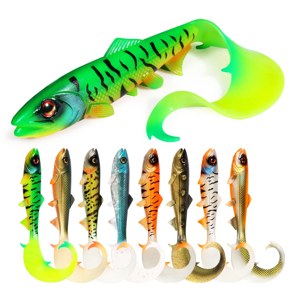 Spinpoler 17.5 cm 22 cm Firebomb Lange Golvende Staart Grub Zachte Swimbait Vissen Lokken Grote Snoekbaars Aas Zander Meerval visgerei - afbeelding 2