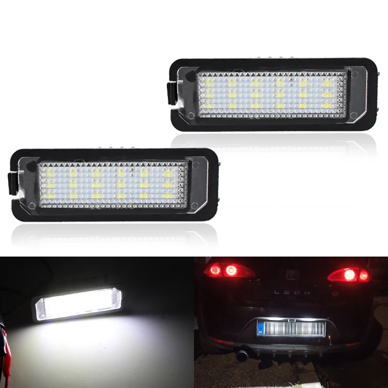 2 قطعة لوحة ترخيص مُضاء ضوء لمبة Canbus لشركة فولكس فاجن فولكس فاجن CC جولف 4 5 6 GTI R32 Eos أرنب شيروكو 987 الأبيض رقم لوحة مصباح