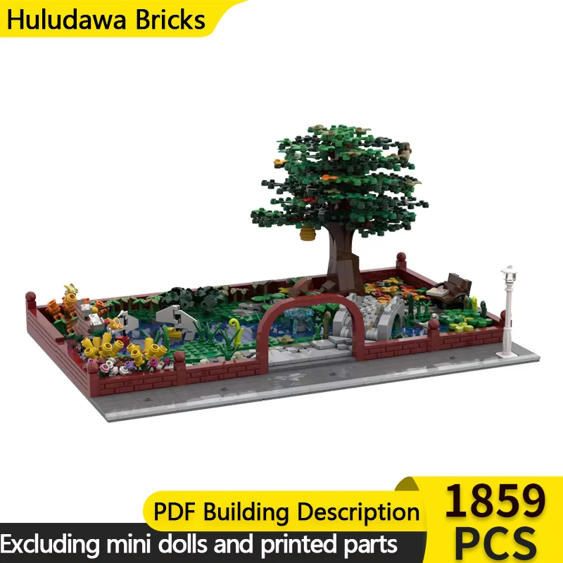 Street View Model MOC Building Bricks Active Area Pond Park Green Modular Technology Gifts Holiday Assemble Children Toys Suit