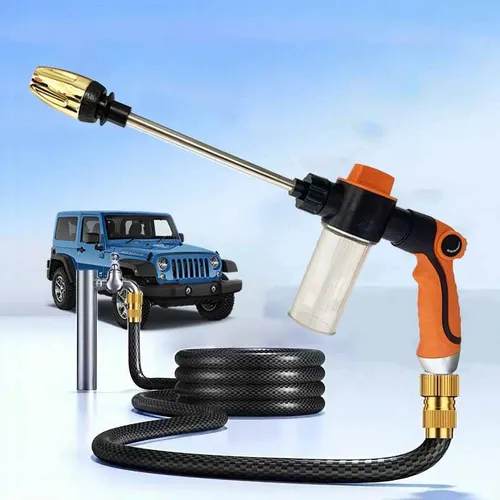 Imagen 1 del producto Pistola de agua multifunción para lavado de autos con varilla de extensión y olla de espuma, adecuada para riego y limpieza de hogares y jardines