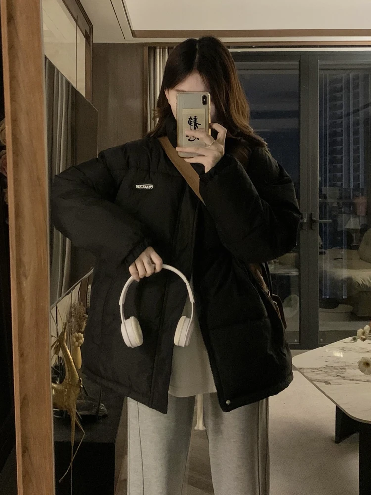 화이트 오트 다운 자에트 여성용 2024년 겨울 신상 아우터웨어 한국 스타일 소형 사이즈 면 코트 폴리에스터 섬유