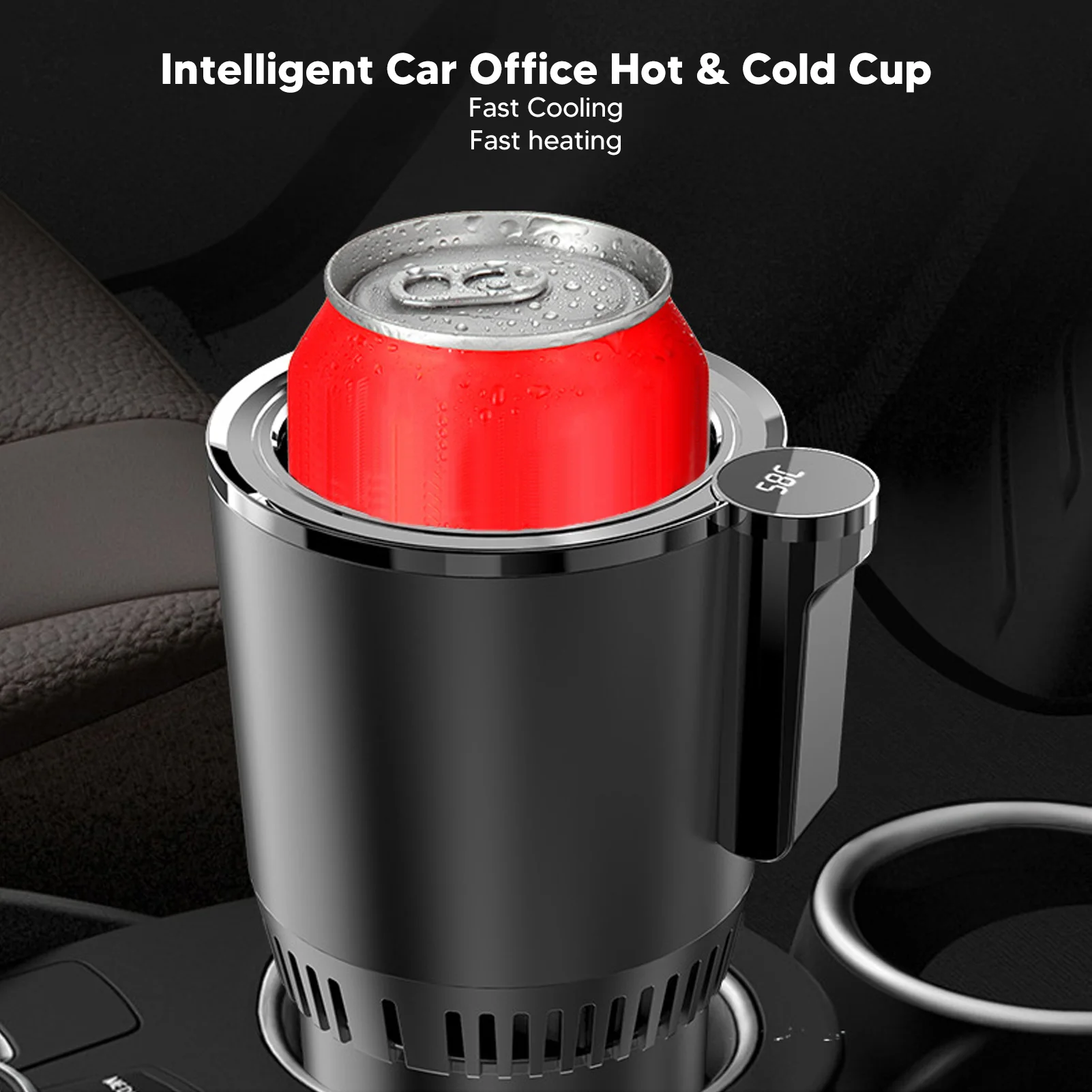 

Car Mug Cooler Warmer Intelligent Temperature Control Electric Heating Cooling Cup 12V All Around Heat Dissipation for Vehicle