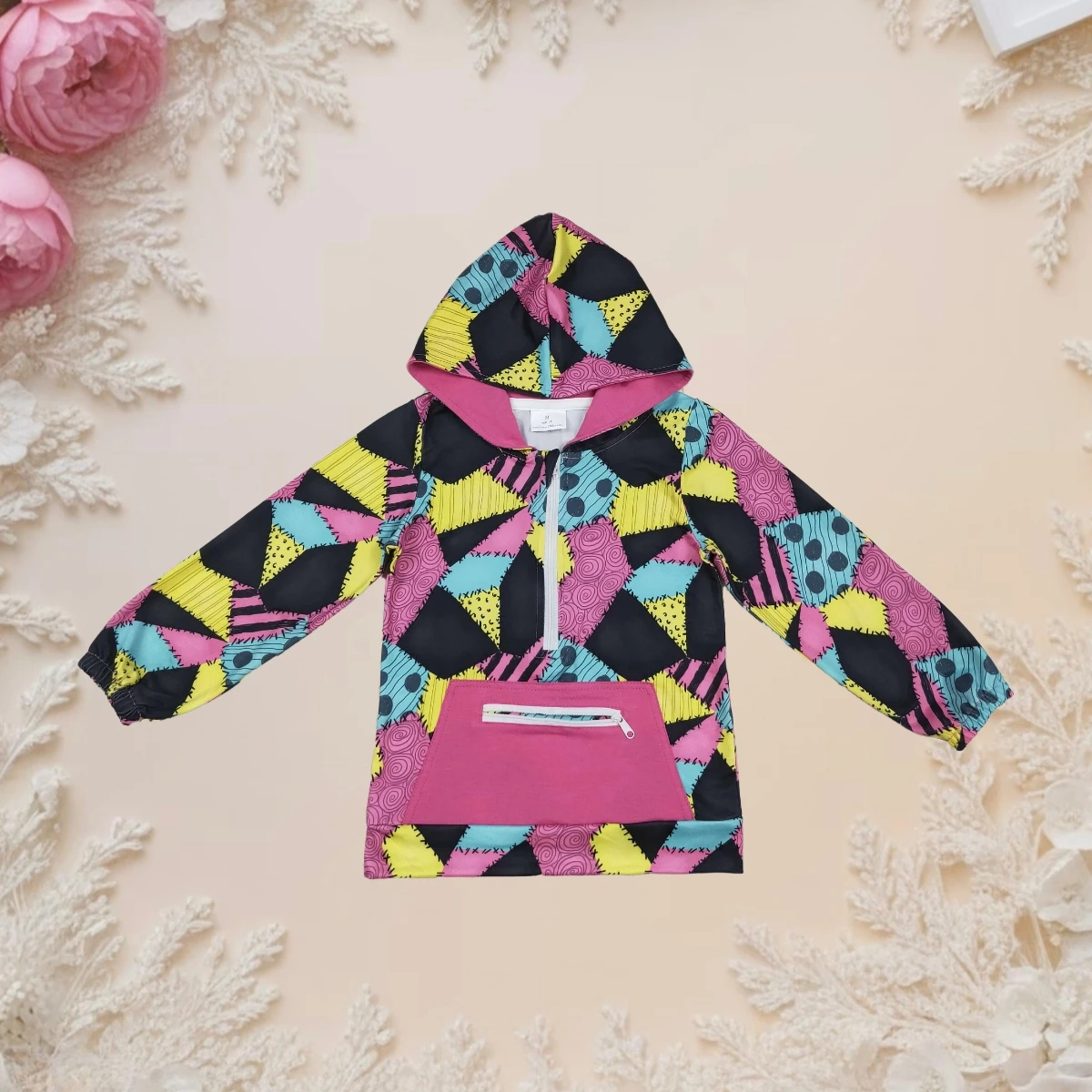 

Toddler Kids Hooded Jacket Colorful Aztec Long Sleeve Zipper Hoodie Tops with Pocket Halloween Fashion Fall Outerwear for Girls