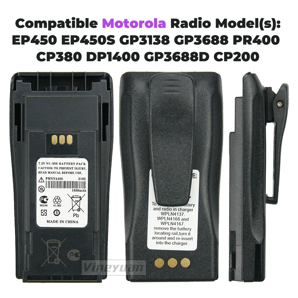 PMNN4496 Li-ion Battery for Motorola CP040 CP150 CP180 GP3138 GP3688 CP380 P450 XiR P3688  Two Way Radios NNTN4851AR NNTN4970CR