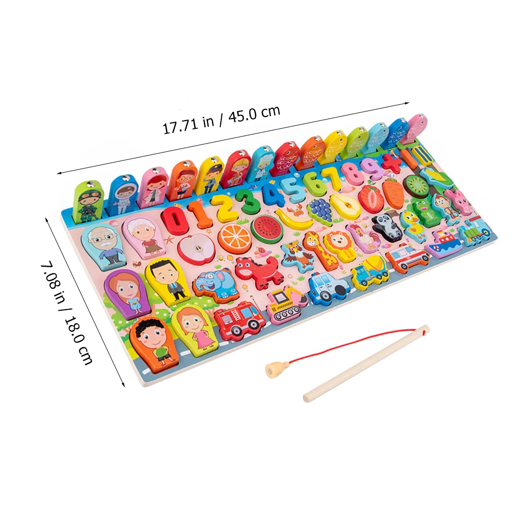 Seven-in-One Fishing Numbers Board Toys Bricks Children's Digital Logarithmic Wooden