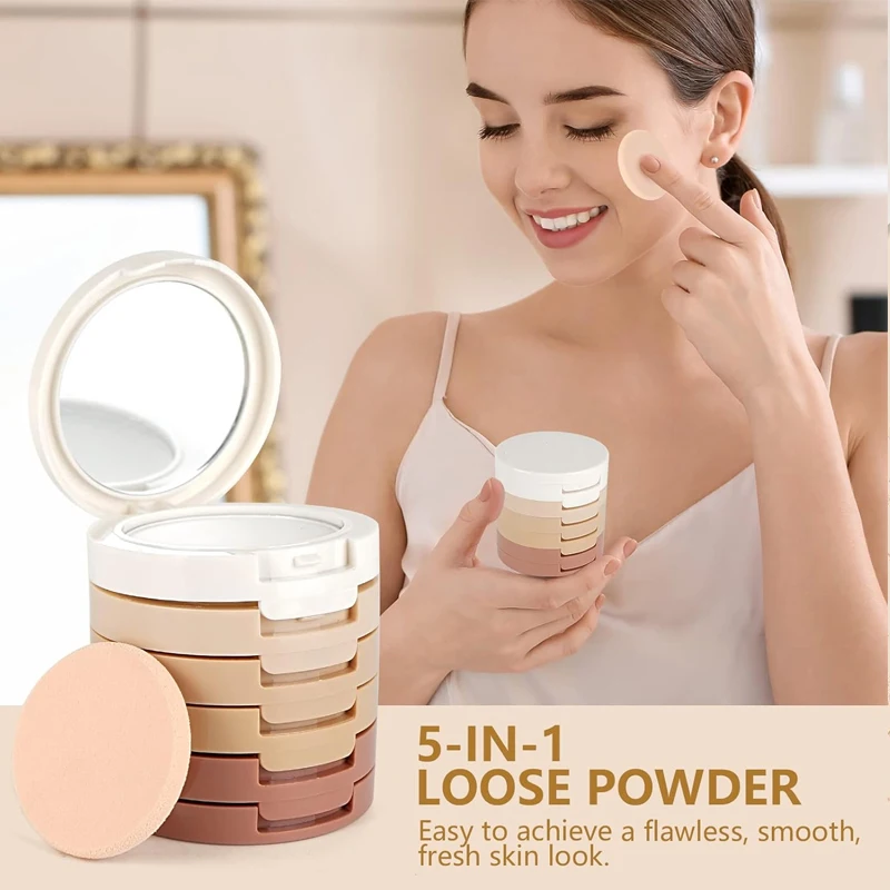 Five Color and Five Layer Powder, Powder Brighten Skin Color Control Oil Set Makeup Powder Honey Powder Color Makeup Plate