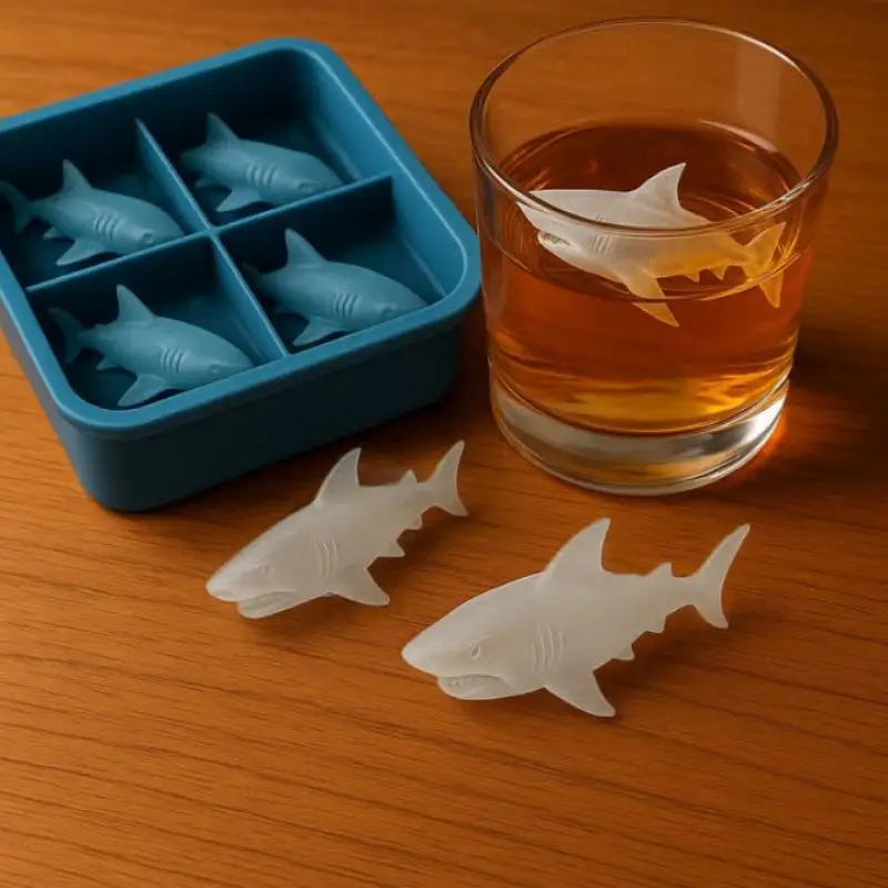 

4 Grid Shark Silicone Ice Mold Large Ice Cube Molds Makes Ice Shark DIY Ice Maker Ice Cube Tray Household Ice Lattice Whiskey