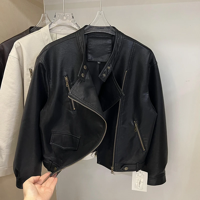 American Retro ort PU Pelle Jaet Donna Autunno 2025 Nuovo design caldo Piccole dimensioni Pendolari Sle Loose Fit Lungo Sve