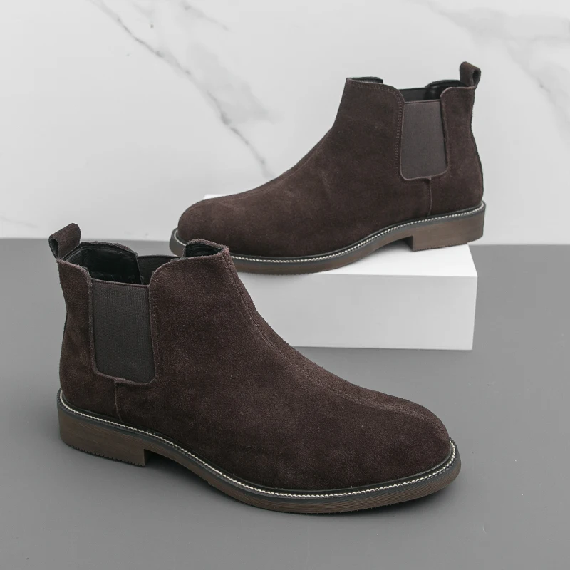 

Men Boots Casual Business Denim Boots Black Brown European-style Comfortable High-top Fashion Brand Boots Social Boots Men