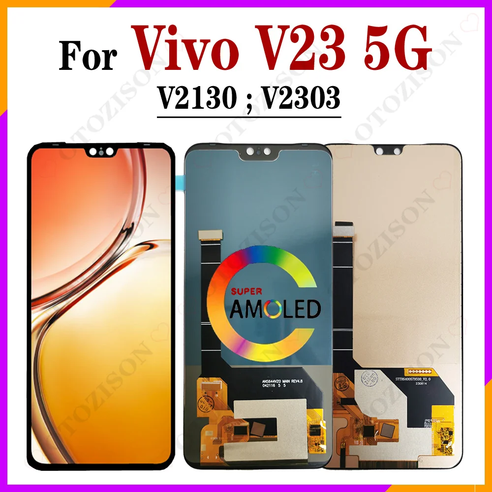 For Vivo V23 5G LCD Touch Panel Display V2130 V2303 LCD Screen Digitizer Sensor Assembly Replacement V23 5G LCD Replacement