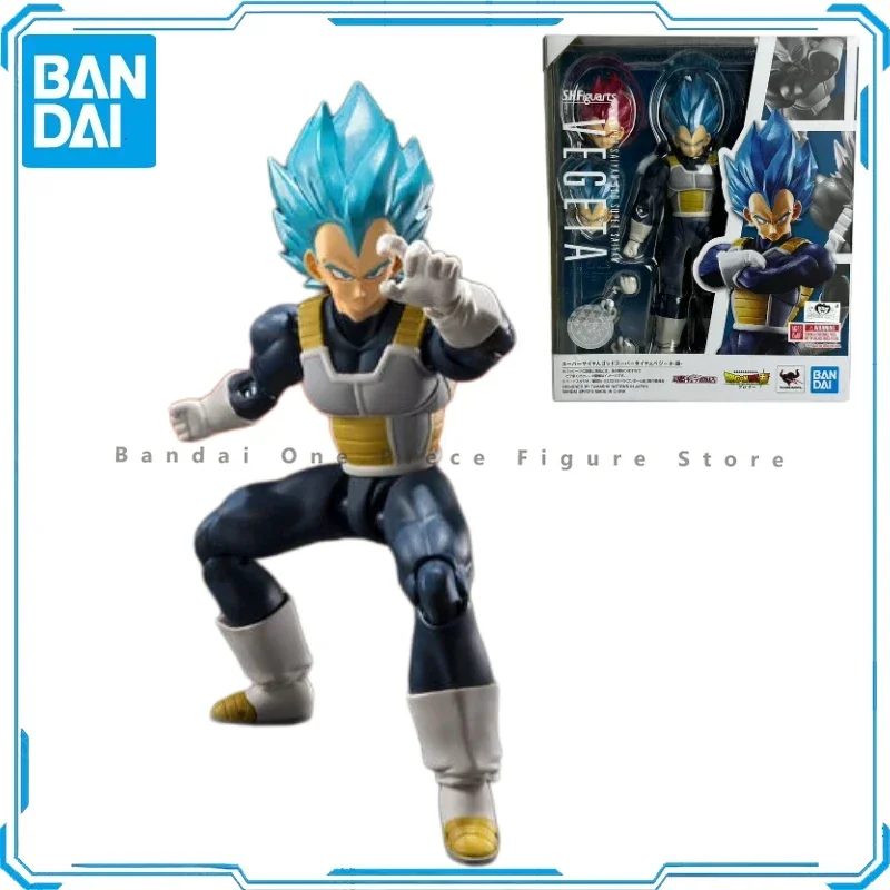 In Stock Original SHF Bandai Dragon Ball Super Blue Haired Vegeta 15th Anniversary Action Figure Animation Toy Gift Model Hobby