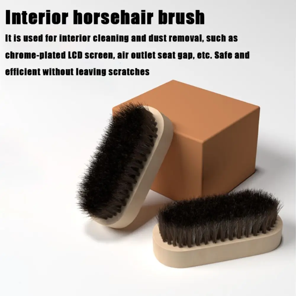 Deep Cleaning Car Dust Brush No Shedding of Hair Multi-function Car Detailing Polishing Brush Wood and Horsehair