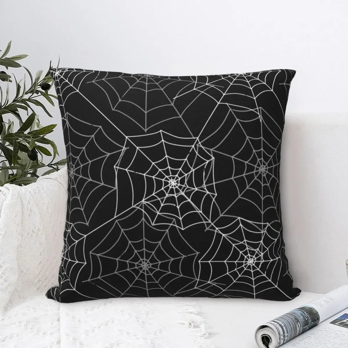 Spider Cobweb Spiderweb Halloween Pillowcase Soft Polyester Cushion Cover Decor HD Pillow Case Cover Bed Square 45cm 18Inch