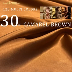 HYSK 100% 30mm Pure Silk Charmeuse satin Fabric Natural luxury brown coffee chocolate range double silk satin wedding for Sewing