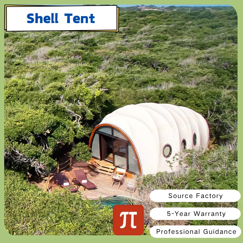 Imagen: Eco Shell Hotar Hut tienda de Safari con forma de capullo, Glamping, Hotel, complejo turístico, evento, prefabricado, forma de caracol
