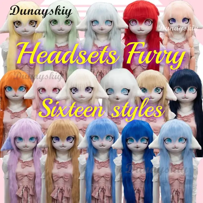 

Fursuit Kigurumi Headsets Furry Cosplay Costumes Comiket Furries Rubbit Lop Ear Comiket Furries Doll costumes Animal 16 Styles