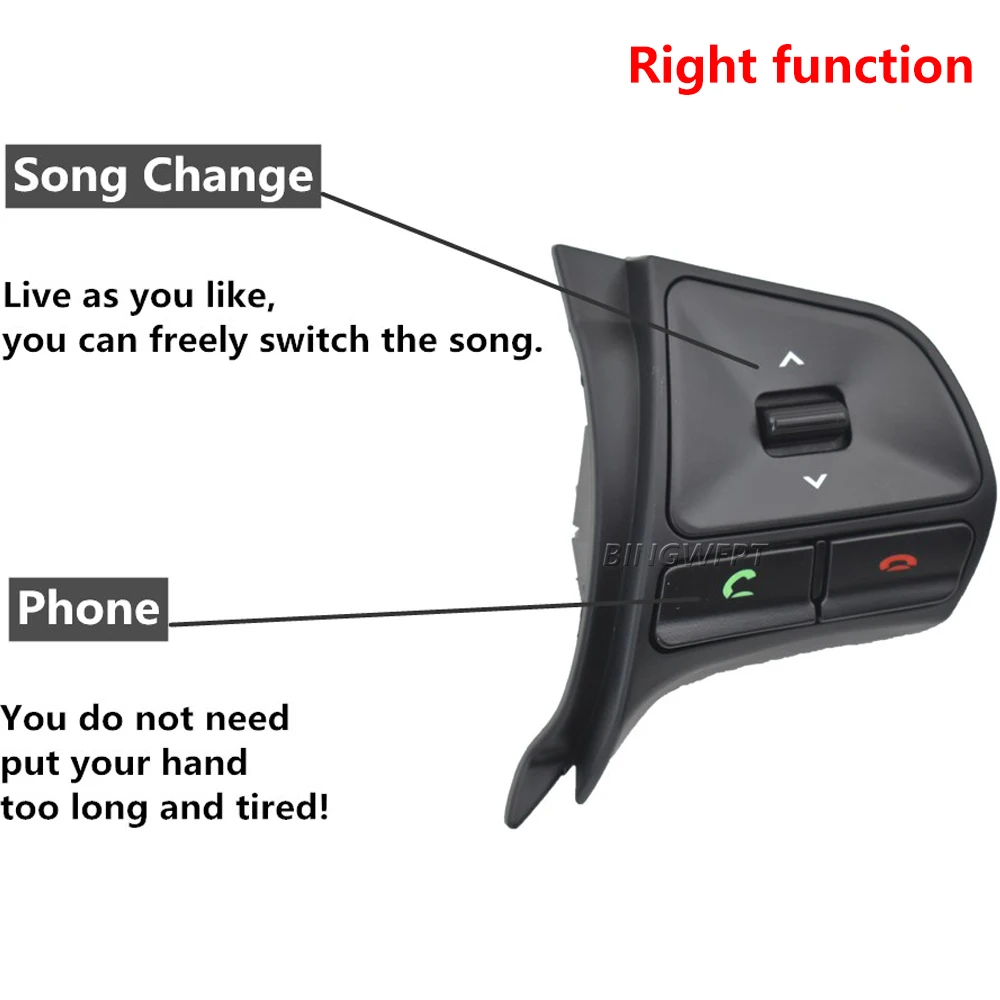 For KIA K2 RIO 2011-2014 Steering Wheel Audio Volume Music Control Button Switch With Backlight No Heating Car Accessories