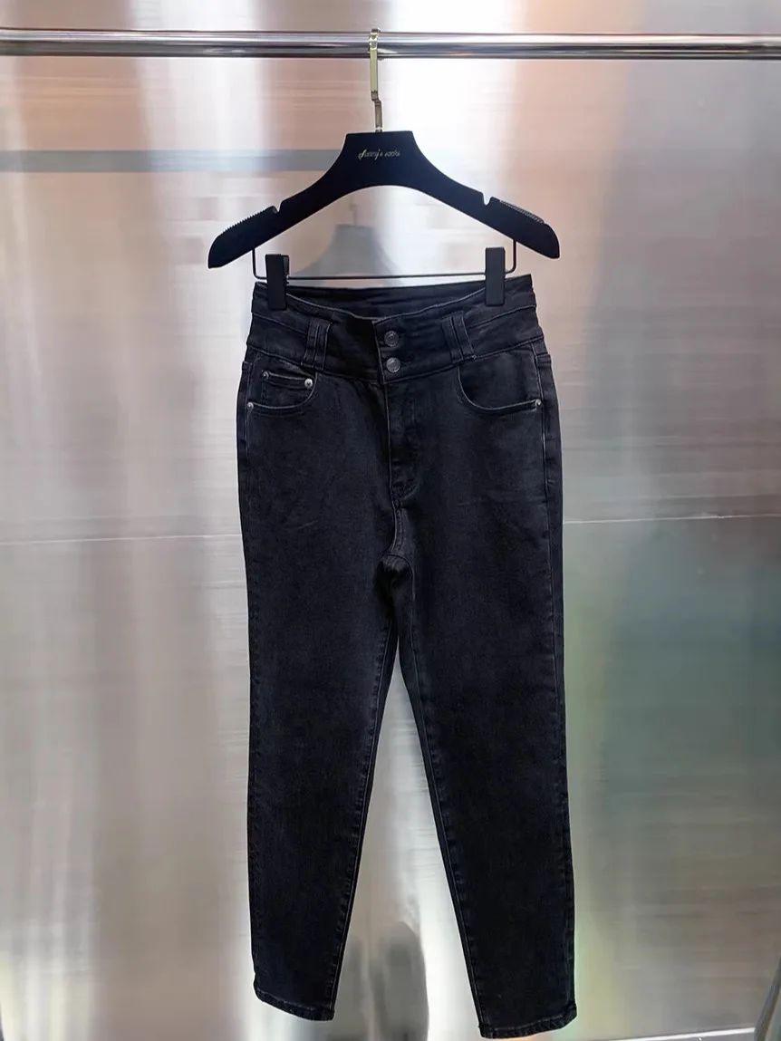 

Ele Slim Fit High Waist Stretchy Bla Denim Jeans Autumn Winter New Arrival Women's Faion Neutral Sle Cotton Zipper