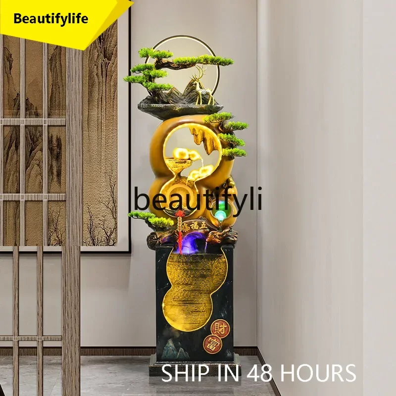 

smt1 Opening gourd flowing water rockery fountain office living room floor home decoration living room water curtain wall