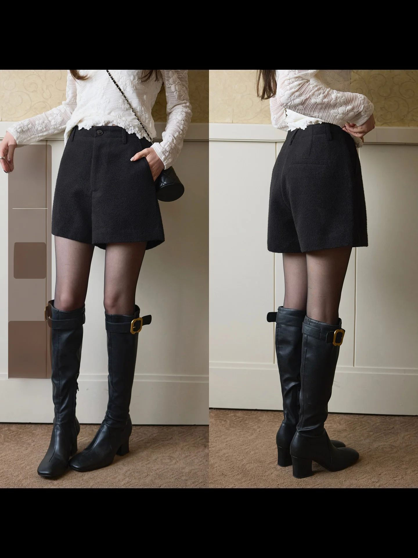 

Camelux High Waist ort Velvet Faux Suede Pants Women's Chic Korean Sle Leggings Slimming High Rise Wool Blend Trousers