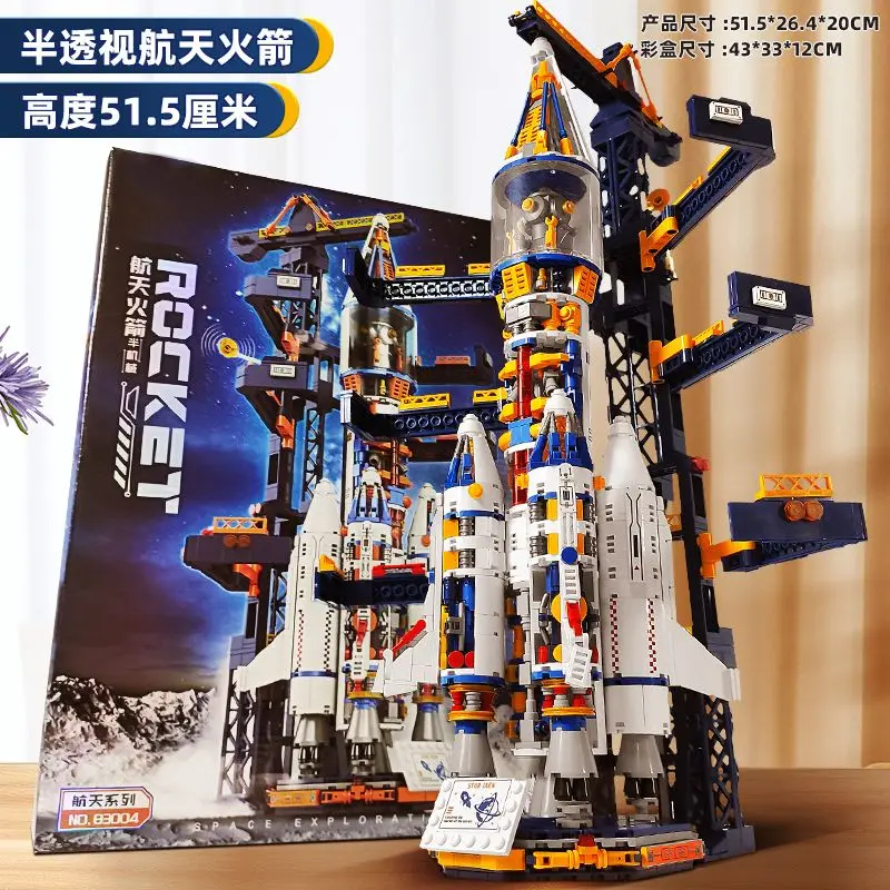 Space Rocket Building Blocks Set DIY Assemble Educational Toy for Boys Kids Birthday Gift Compatible Standard Bricks