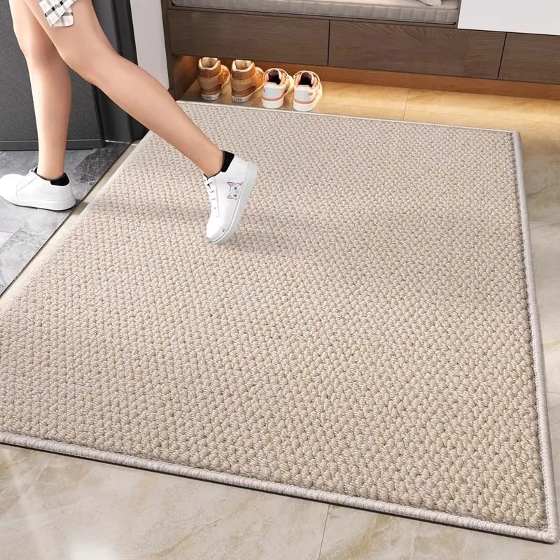 Solid Color Imitation Sisal Entryway Door Mat Durable Water Absorbent Dustproof Easy Clean Home Rug Carpets for Living Room