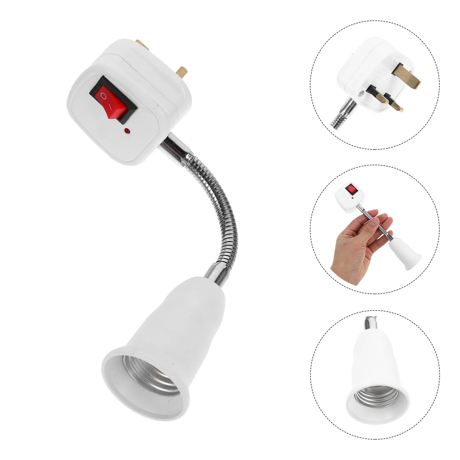 

Adjustable E27 Light Socket Adapter with Switch Flexible Neck Bulb Holder for Home Office Lighting Extension Plug in Socket