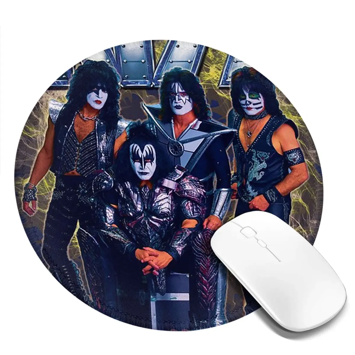

Kiss Rock Band Retor Round Mouse Pad Computer Keyboard Mouse Mat Gamer Laptop Desk Mat Office Table Mats