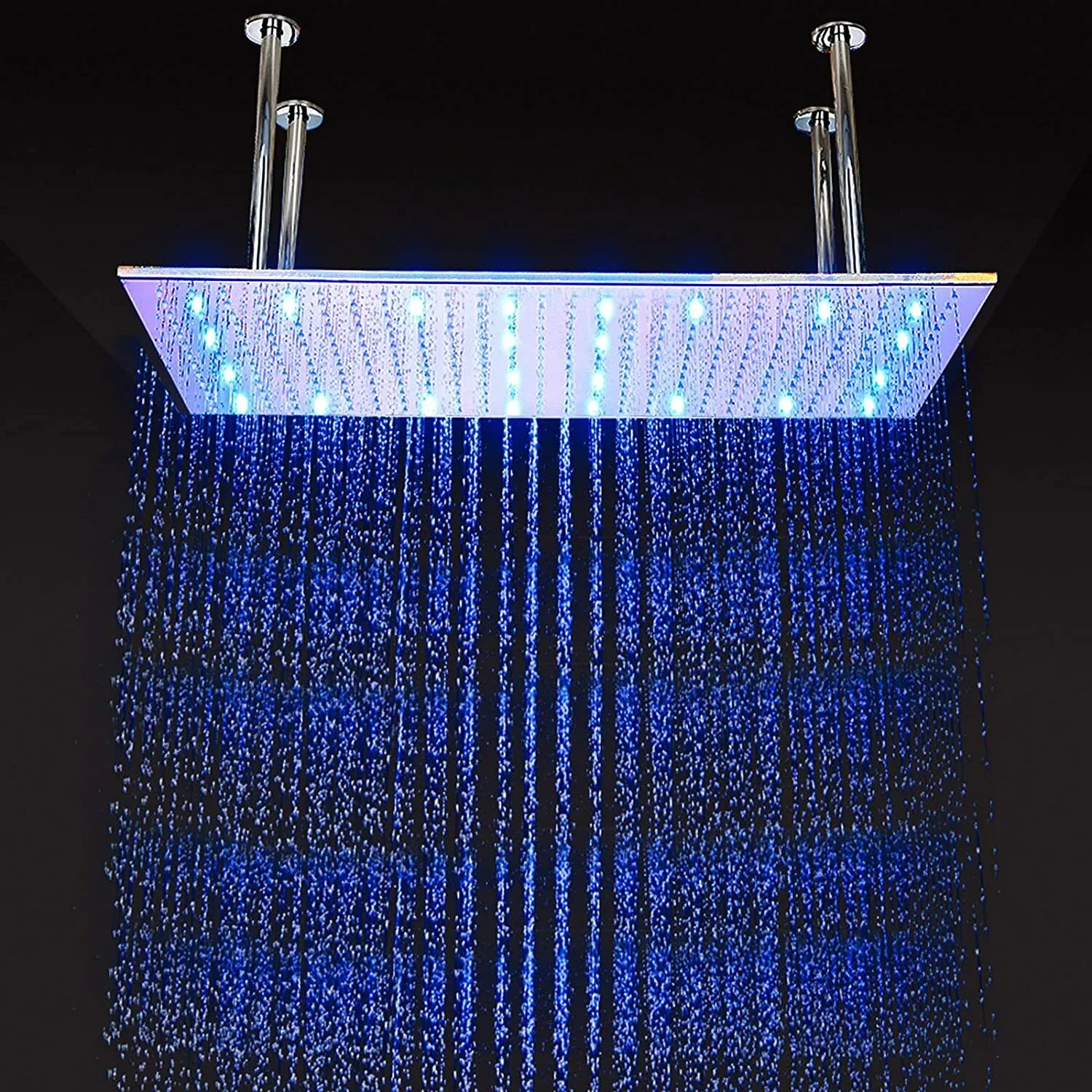 

Chrome 16"x32" LED Shower Head High Pressure Large Rainfall Top Sprayer Brass