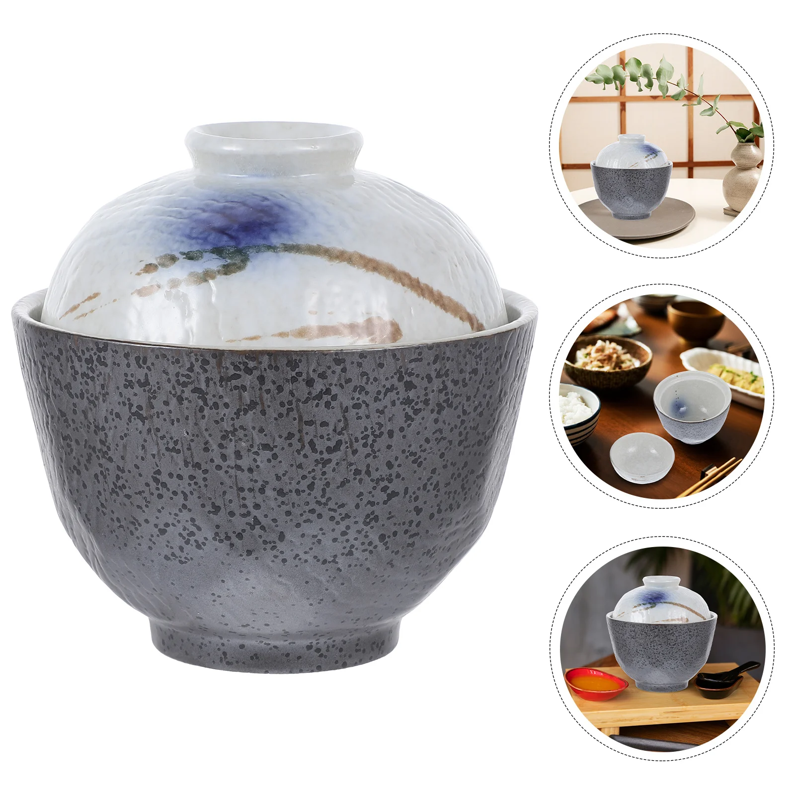 

Porcelain Ceramic Stew Bowl Lidded Small Soup Pot Kitchen Tableware Heat Retention Cooking Stew Bowl Soup Pot