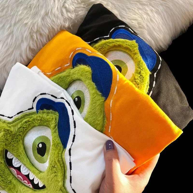 Cartoon Mike Wazowski Monsters, Inc. T-Shirt Top Summer Casual Plus Size Women's Short Sleeve Mr.Q Hip Hop Streetwear Top