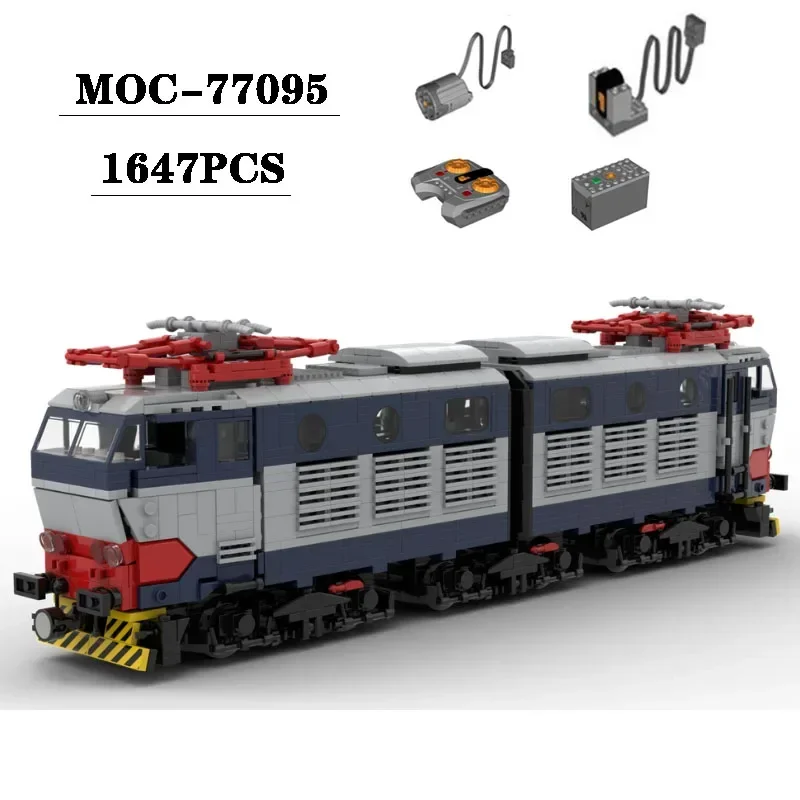 MOC-77095 Cargo Truck Train Building Block Set - Three-section Articulated Bogie Train, 1647 Pieces, Adult Birthday Toy Gift