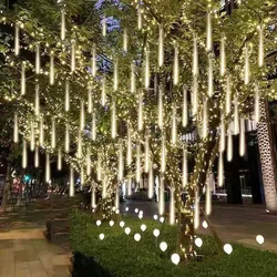 EU/US Plug 4/3/2/1 Set 2025 Christmas Meteor Shower Rain LED String Lights Decorations for Home Festoon Street Garland Wedding