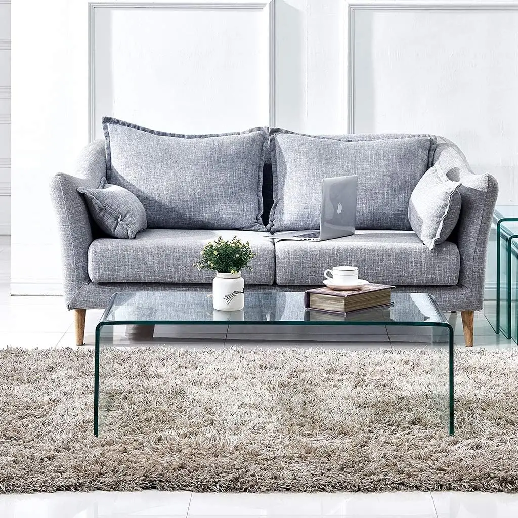 Premium Tempered Glass Coffee Table,Clear Coffee Table, Small Modern Coffee Table for Living Room,Match Well with Rug