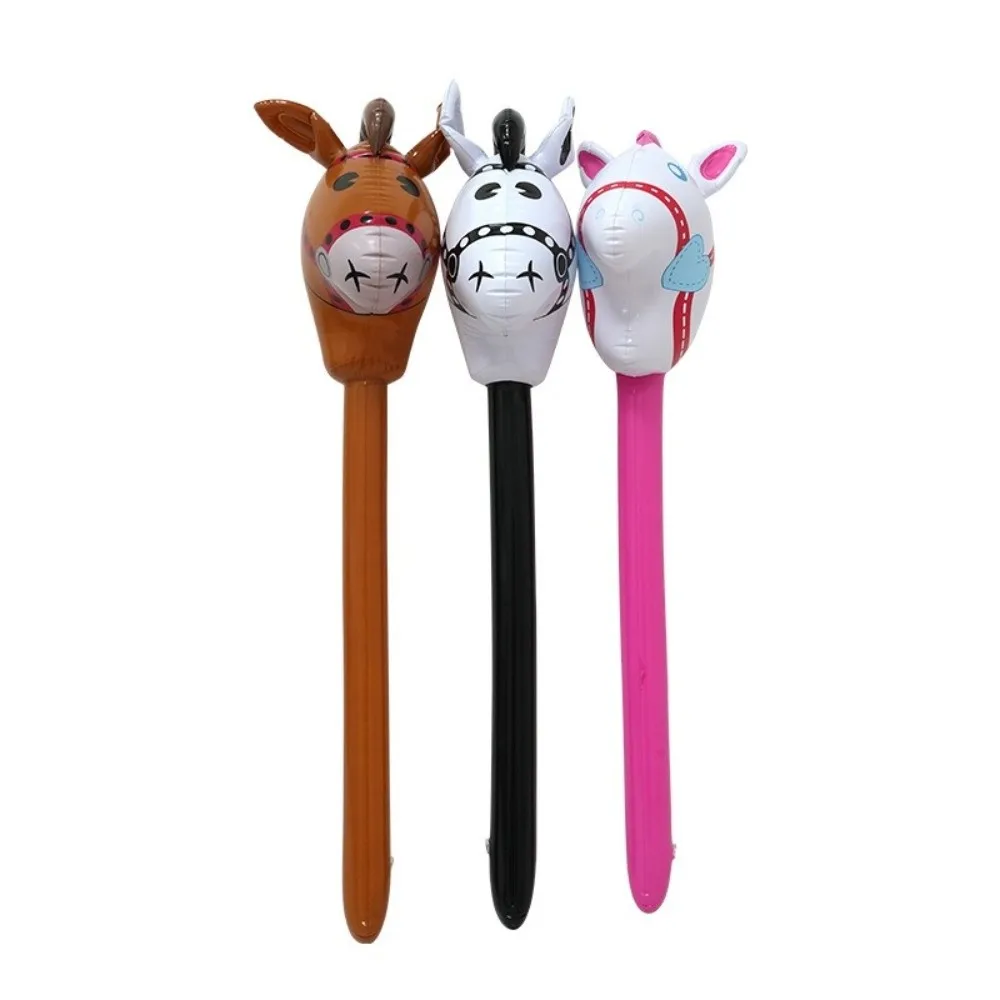 Novo pvc cabeça de cavalo vara balão dos desenhos animados balão inflável vara festa cavalo