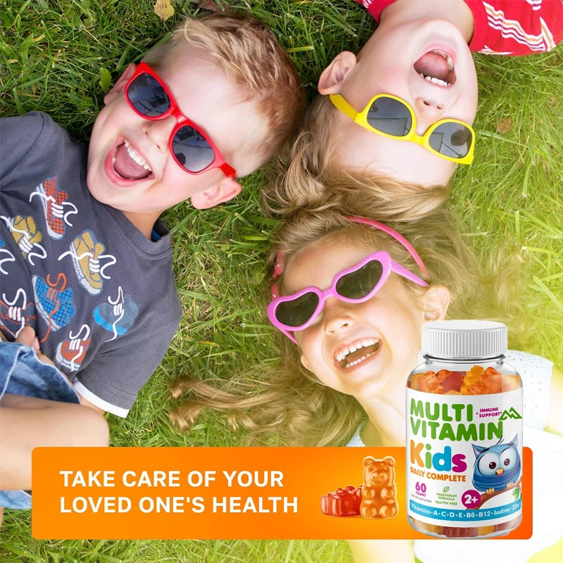 14 basic vitamins daily supplements for children's multivitamin gummies, including vitamins A, C, D, E, B6 and B12, and zinc