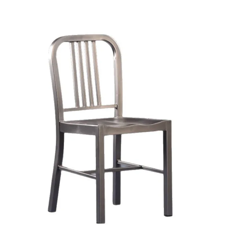 Rugged and durable wrought iron navy dining chair high bar chair, solid wood table and chair combination