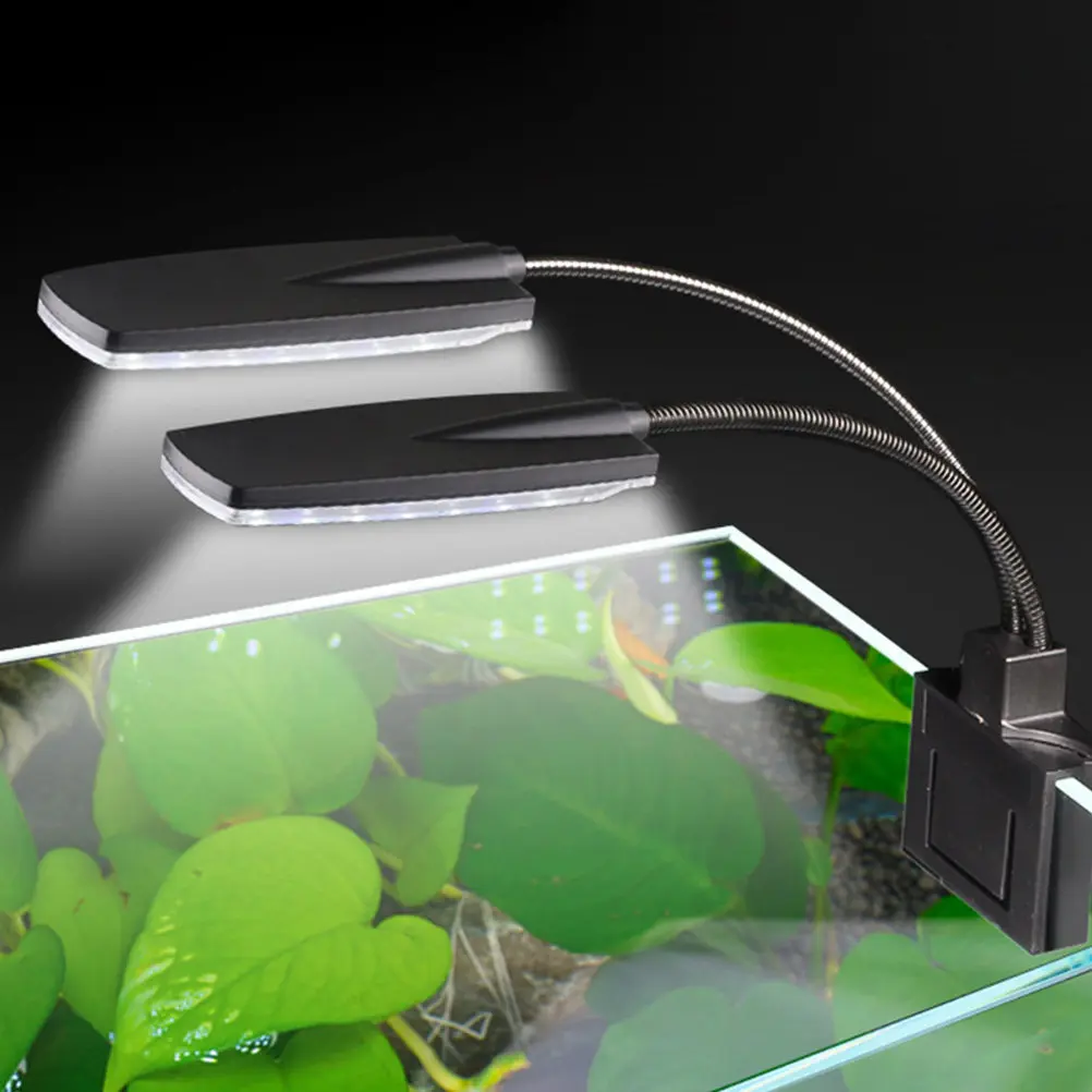 

1pc Aquarium Light Double Head Clip-On Lamp For Fish Tank Aquarium Aquatic Plant Light Aquatic Plant Lighting Tool Eu Plug