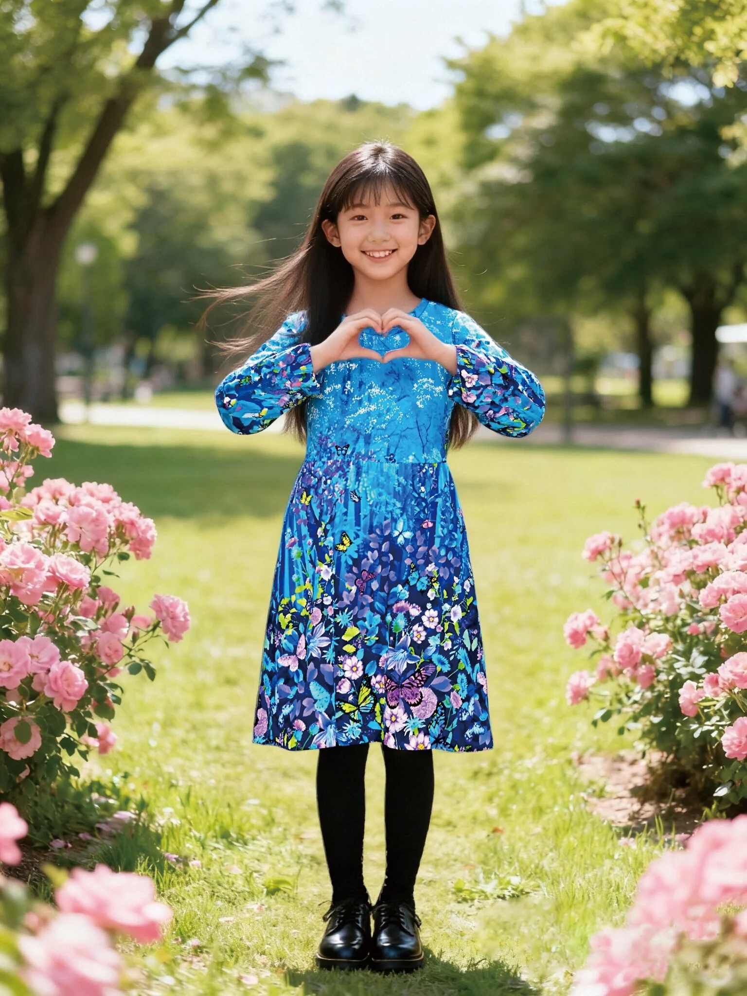 

2025 Girls Butterfly Print Fashion Casual Dress