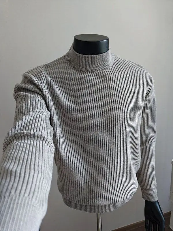 

Мужской вязаный свитер в стиле ретро с высоким воротником, повседневный, с полосатым узором, осенне-зимняя новинка, модный