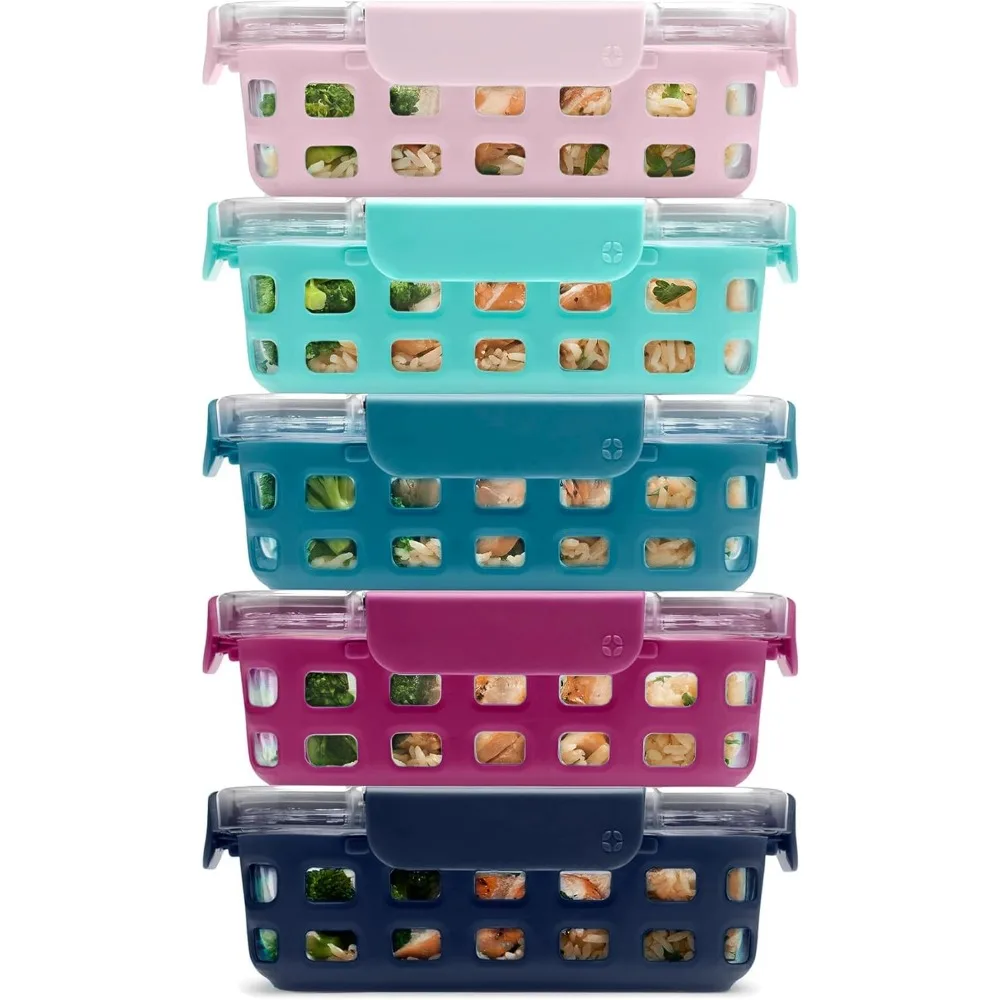 

10-Piece Glass Meal Prep Containers Set with Lids, Dishwasher & Microwave Safe, Freezer Friendly